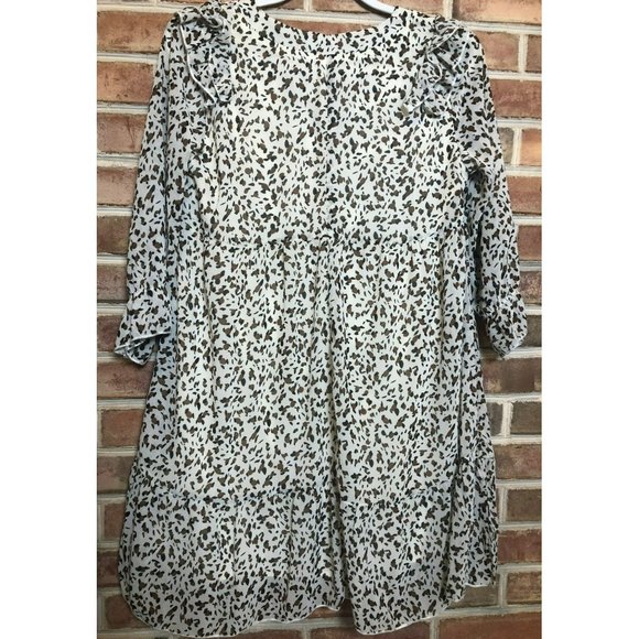 NWT Kirundo Animal Print Babydoll Empire Lined Dress Sz S Flowy Sheer 3/4 Sleeve - Picture 7 of 9